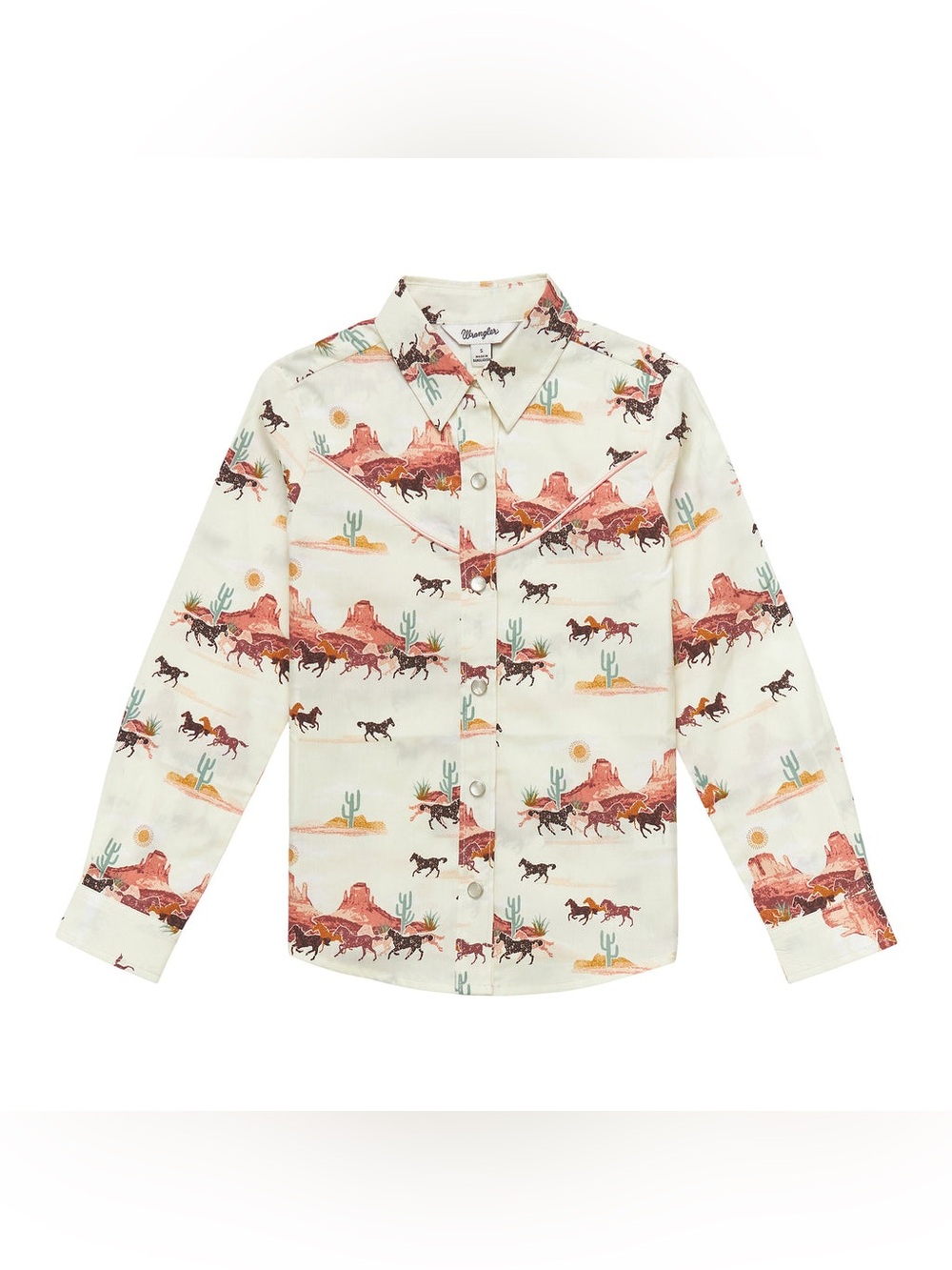 Wrangler Girl’s Cream Desert Mustang Long Sleeve Shirt Size Medium
